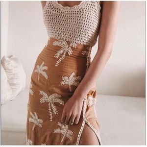 Zara palm tree embroidery skirt